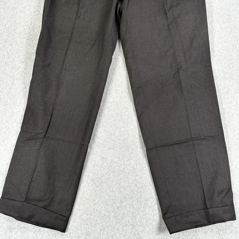 Canali Dress Pants 100% Wool Mens 36x31 Gray Pleated Front Straight Leg Trousers